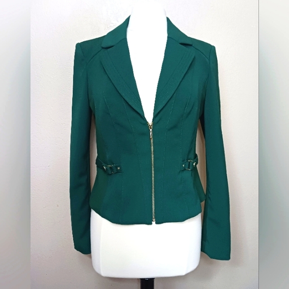 NWT WHBM Moto Jacket Bottle Green Size 8 - Picture 5 of 8